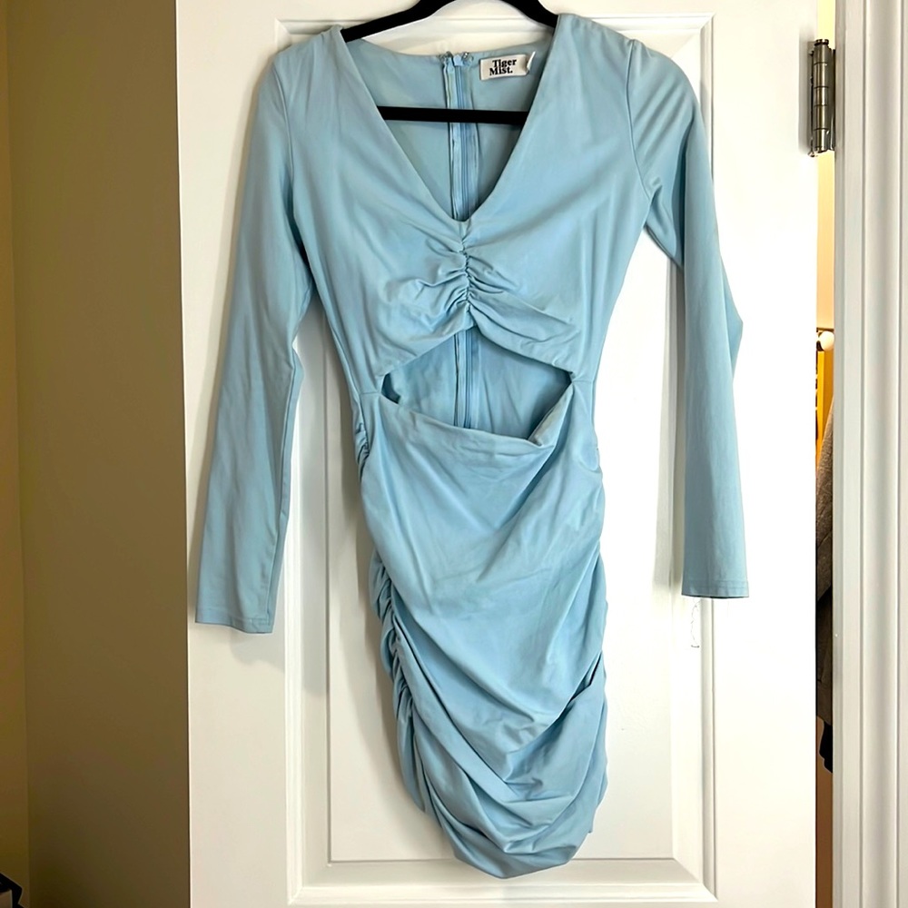 blue cut out dress